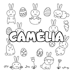 Coloraci&oacute;n del nombre CAM&Eacute;LIA - decorado Pascua