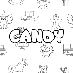 Coloraci&oacute;n del nombre CANDY - decorado juguetes