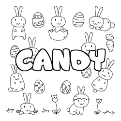 Coloraci&oacute;n del nombre CANDY - decorado Pascua