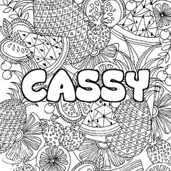 Coloraci&oacute;n del nombre CASSY - decorado mandala de frutas