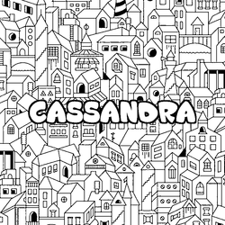 Coloraci&oacute;n del nombre CASSANDRA - decorado ciudad