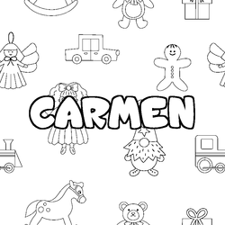 Coloraci&oacute;n del nombre CARMEN - decorado juguetes