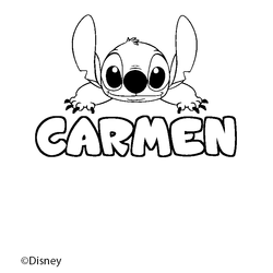 Coloraci&oacute;n del nombre CARMEN - decorado Stitch