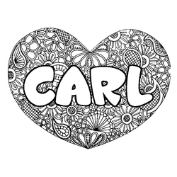 Coloraci&oacute;n del nombre CARL - decorado mandala de coraz&oacute;n