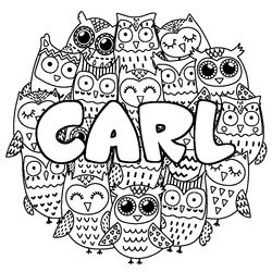 Coloraci&oacute;n del nombre CARL - decorado b&uacute;hos