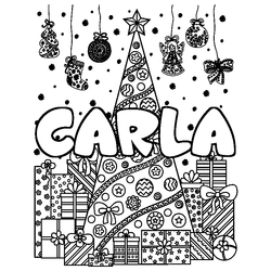 Coloraci&oacute;n del nombre CARLA - decorado &aacute;rbol de Navidad y regalos
