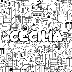 Coloraci&oacute;n del nombre C&Eacute;CILIA - decorado ciudad