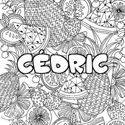 Coloraci&oacute;n del nombre C&Eacute;DRIC - decorado mandala de frutas