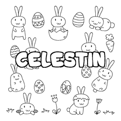 Coloraci&oacute;n del nombre CELESTIN - decorado Pascua