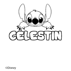 Coloraci&oacute;n del nombre C&Eacute;LESTIN - decorado Stitch