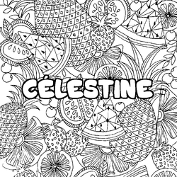 Coloraci&oacute;n del nombre C&Eacute;LESTINE - decorado mandala de frutas