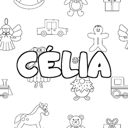 Coloraci&oacute;n del nombre C&Eacute;LIA - decorado juguetes