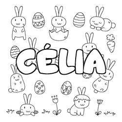 Coloraci&oacute;n del nombre C&Eacute;LIA - decorado Pascua
