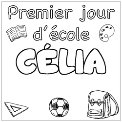 Coloraci&oacute;n del nombre C&Eacute;LIA - decorado primer d&iacute;a de escuela