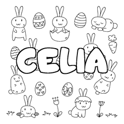 Coloraci&oacute;n del nombre CELIA - decorado Pascua