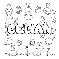 Coloraci&oacute;n del nombre CELIAN - decorado Pascua