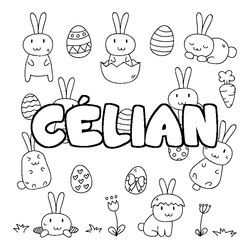 Coloraci&oacute;n del nombre C&Eacute;LIAN - decorado Pascua