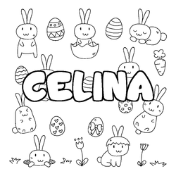 Coloraci&oacute;n del nombre CELINA - decorado Pascua