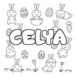Coloraci&oacute;n del nombre CELYA - decorado Pascua