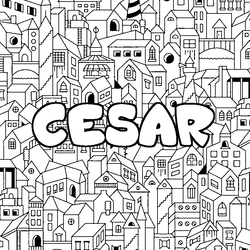 Coloraci&oacute;n del nombre CESAR - decorado ciudad