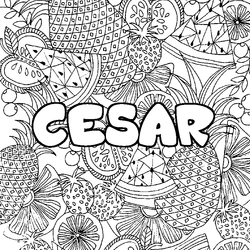 Coloraci&oacute;n del nombre CESAR - decorado mandala de frutas