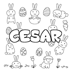 Coloraci&oacute;n del nombre CESAR - decorado Pascua