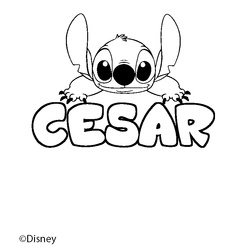 Coloraci&oacute;n del nombre CESAR - decorado Stitch