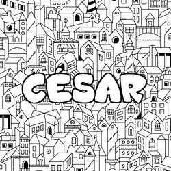 Coloraci&oacute;n del nombre C&Eacute;SAR - decorado ciudad