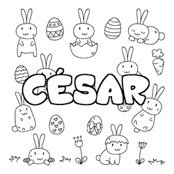 Coloraci&oacute;n del nombre C&Eacute;SAR - decorado Pascua