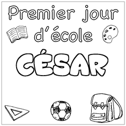 Coloraci&oacute;n del nombre C&Eacute;SAR - decorado primer d&iacute;a de escuela