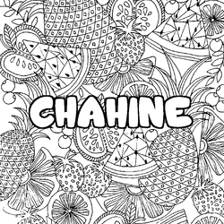 Coloraci&oacute;n del nombre CHAHINE - decorado mandala de frutas