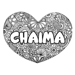 Coloraci&oacute;n del nombre CHAIMA - decorado mandala de coraz&oacute;n