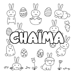 Coloraci&oacute;n del nombre CHA&Iuml;MA - decorado Pascua