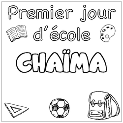 Coloraci&oacute;n del nombre CHA&Iuml;MA - decorado primer d&iacute;a de escuela