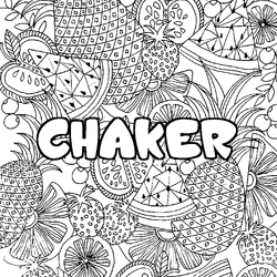 Coloraci&oacute;n del nombre CHAKER - decorado mandala de frutas