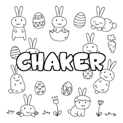 Coloraci&oacute;n del nombre CHAKER - decorado Pascua