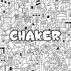 Coloraci&oacute;n del nombre CHAKER - decorado ciudad