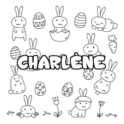 Coloraci&oacute;n del nombre CHARL&Egrave;NE - decorado Pascua