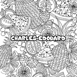 Coloraci&oacute;n del nombre CHARLES-EDOUARD - decorado mandala de frutas