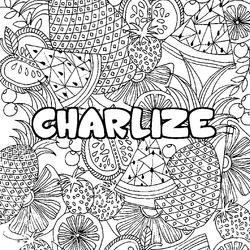 Coloraci&oacute;n del nombre CHARLIZE - decorado mandala de frutas