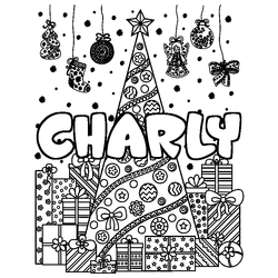 Coloraci&oacute;n del nombre CHARLY - decorado &aacute;rbol de Navidad y regalos