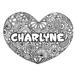 Coloraci&oacute;n del nombre CHARLYNE - decorado mandala de coraz&oacute;n