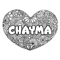 Coloraci&oacute;n del nombre CHAYMA - decorado mandala de coraz&oacute;n