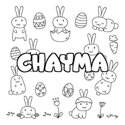 Coloraci&oacute;n del nombre CHAYMA - decorado Pascua