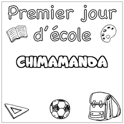 Coloraci&oacute;n del nombre CHIMAMANDA - decorado primer d&iacute;a de escuela