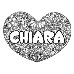 Coloraci&oacute;n del nombre CHIARA - decorado mandala de coraz&oacute;n