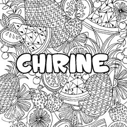 Coloraci&oacute;n del nombre CHIRINE - decorado mandala de frutas