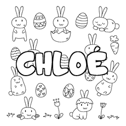 Coloraci&oacute;n del nombre CHLO&Eacute; - decorado Pascua