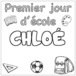 Coloraci&oacute;n del nombre CHLO&Eacute; - decorado primer d&iacute;a de escuela