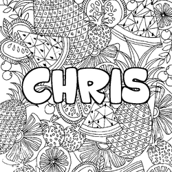 Coloraci&oacute;n del nombre CHRIS - decorado mandala de frutas